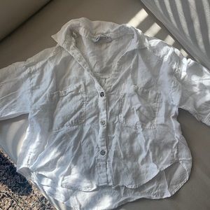 Zara White Loose Cropped Button down